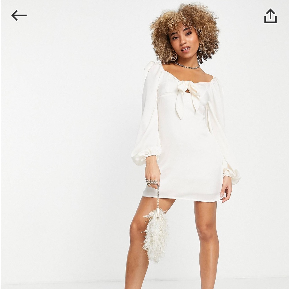 Missguided Satin Dress with Tie Front